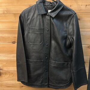 H&M black faux leather shacket